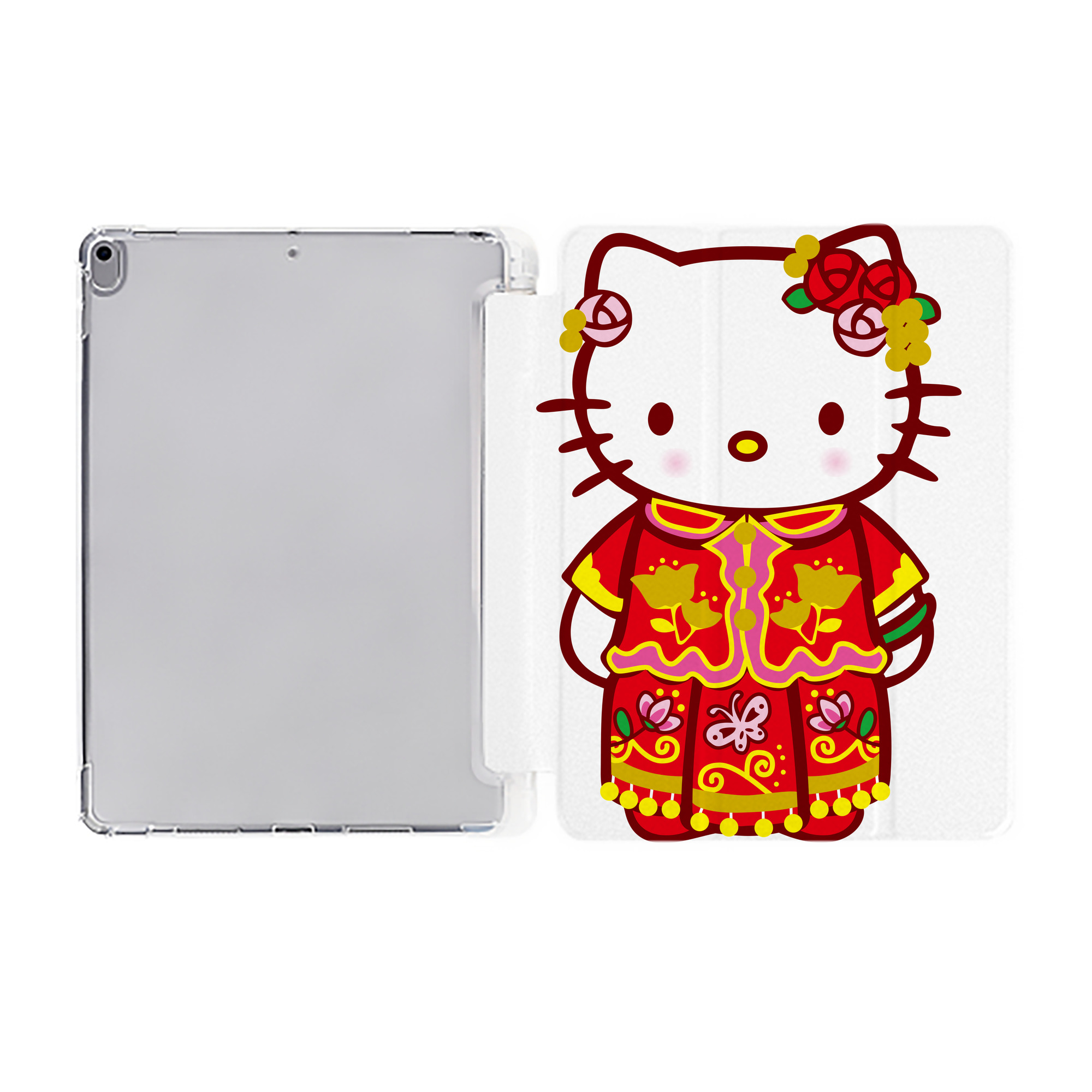 （画像用） Hello Kitty ハローキティ IPad ケース ペン収納付き 三つ折りスタンド PUレザー×シリコン 対応機種9.5/10.5/10.9インチ